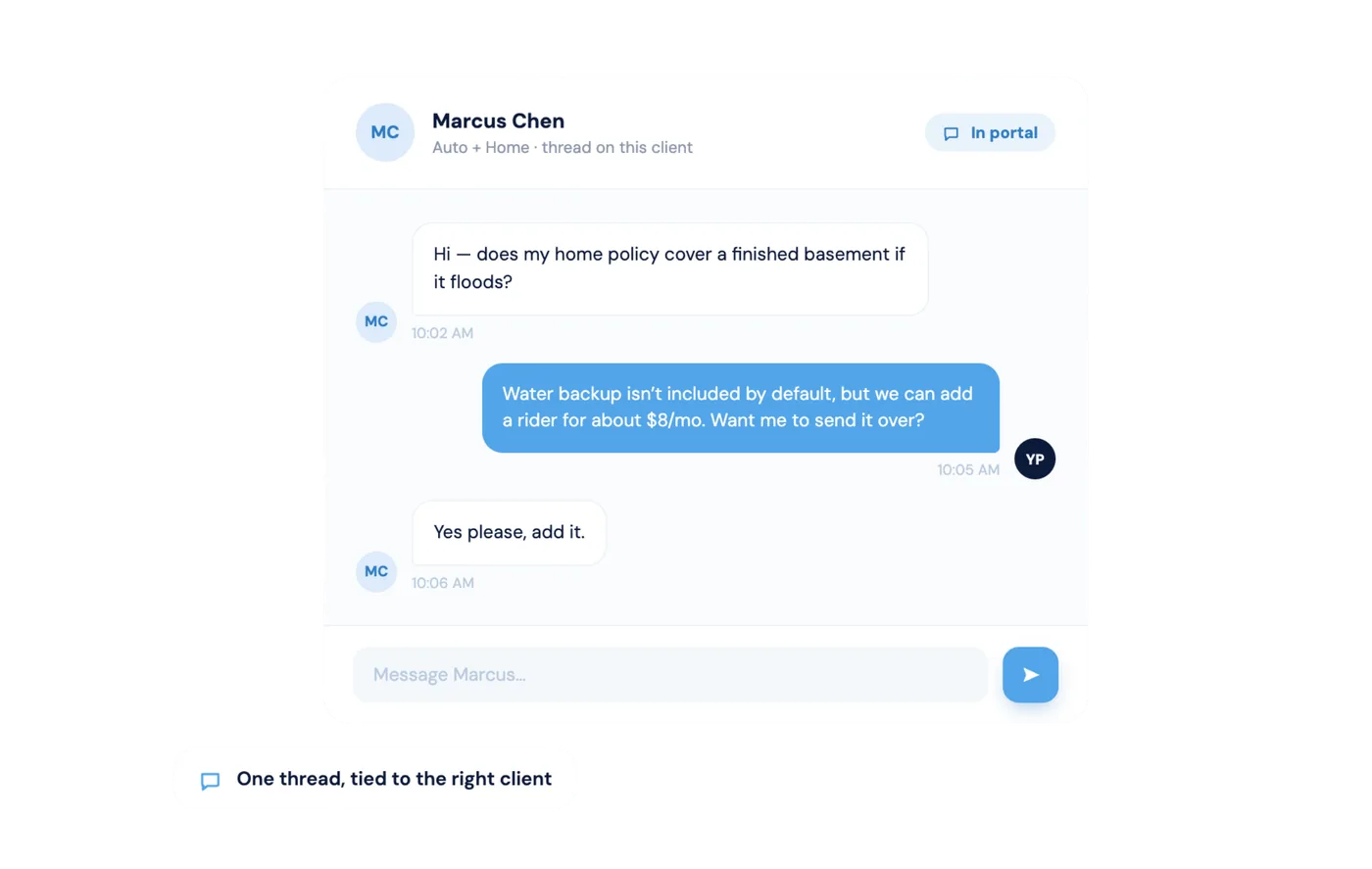 Every message, tied to the right client