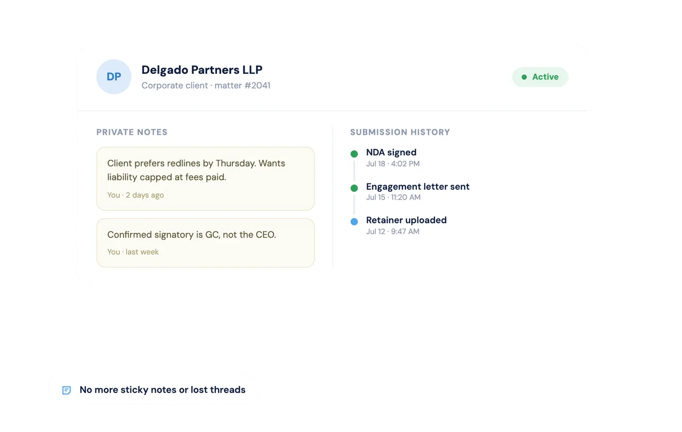 Every client's notes and history in one place